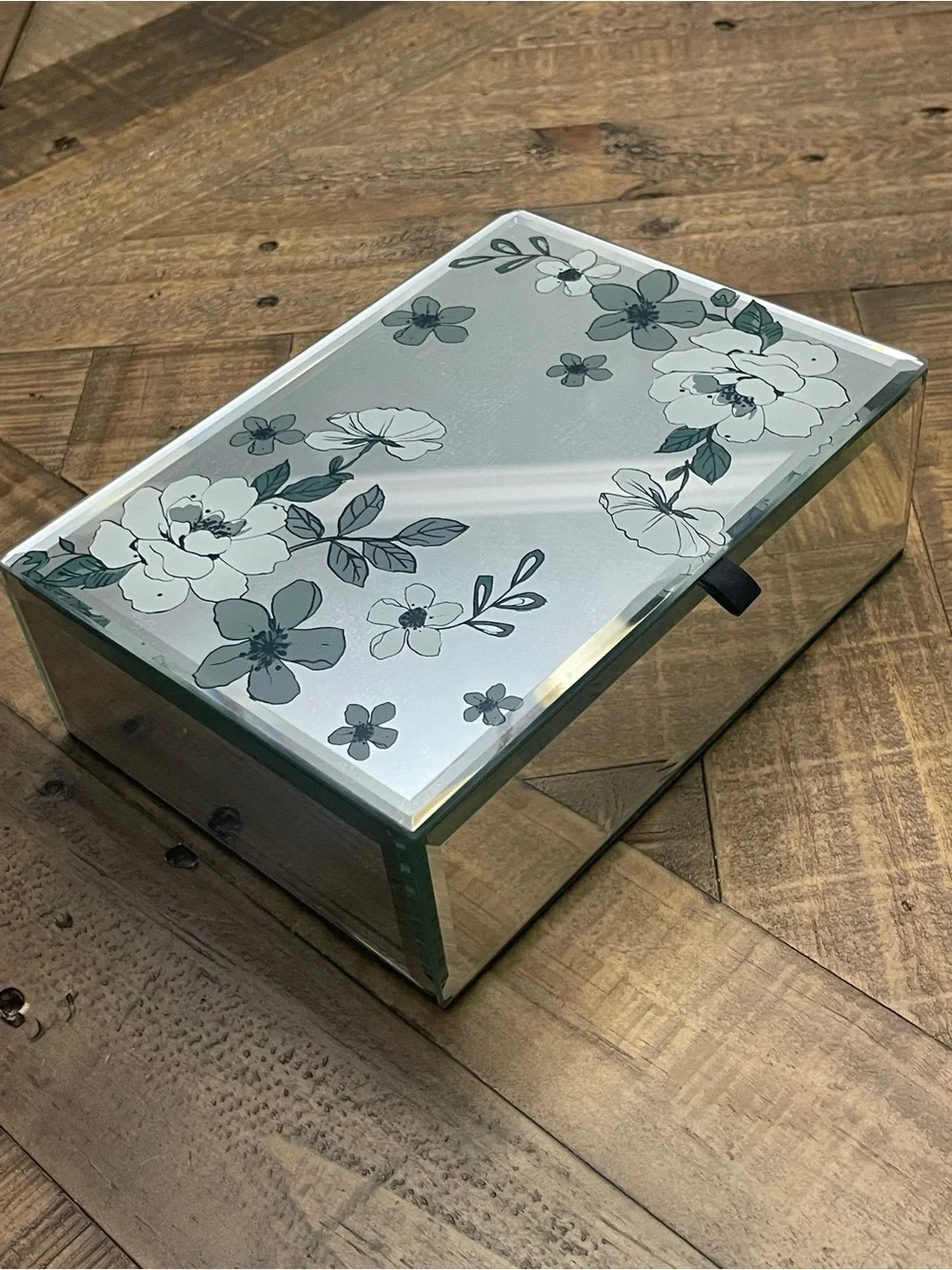 Floral Mirrored Jewelry Box